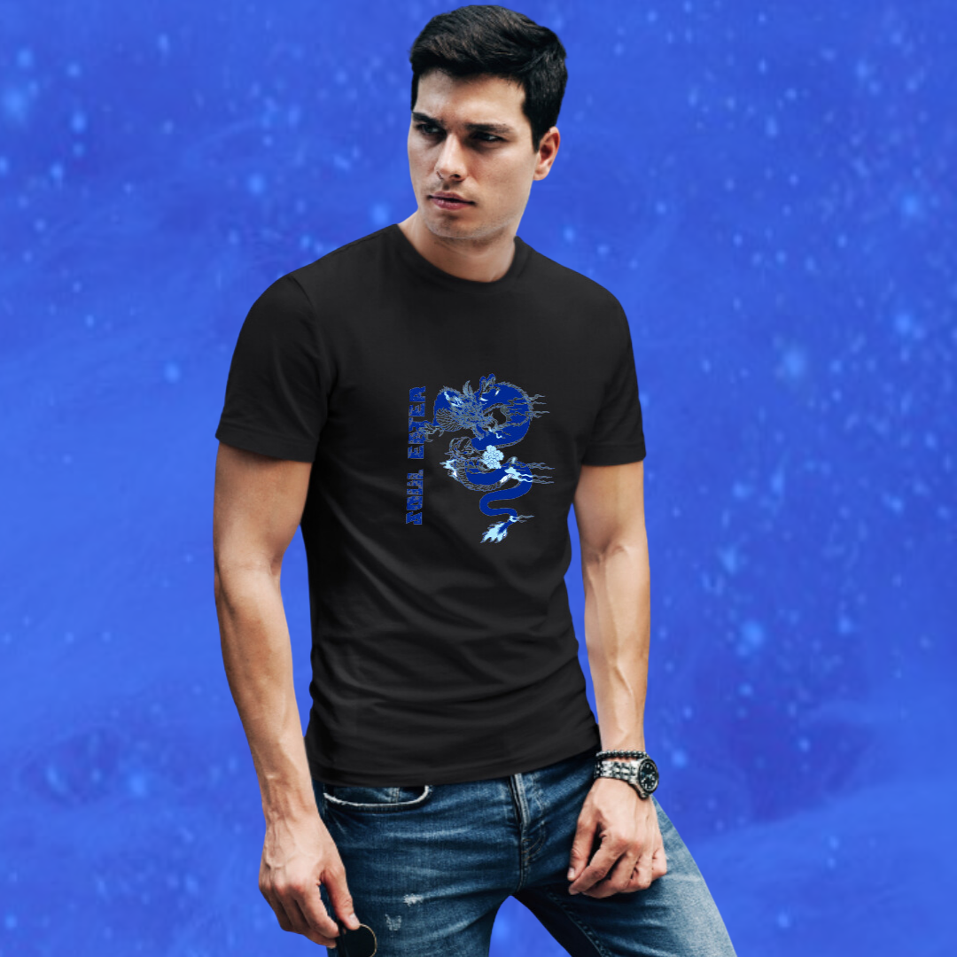 Unleash Your Inner Dragon with the "Soul Eater" Printed Black T-shirt for Men!