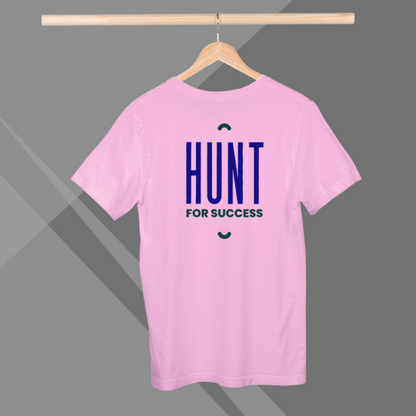 "Embark on the 'Hunt for Success' with the Men's Printed Pink T-Shirt"