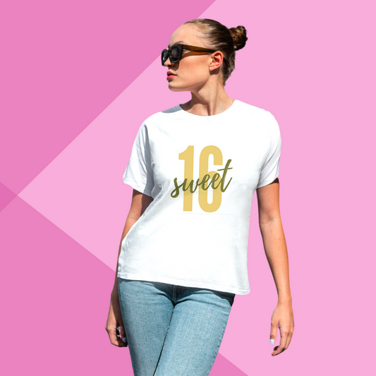 "Sweet 16 Style" Printed White T-Shirt - Celebrate the Milestone