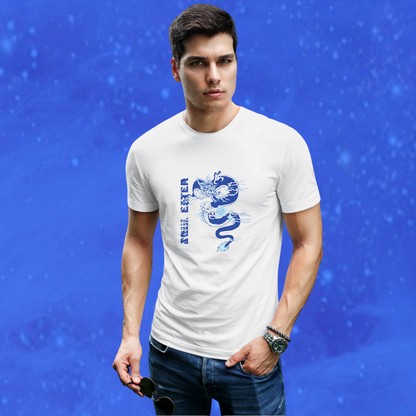 Unleash Your Inner Dragon with the "Soul Eater" Printed White T-shirt for Men!