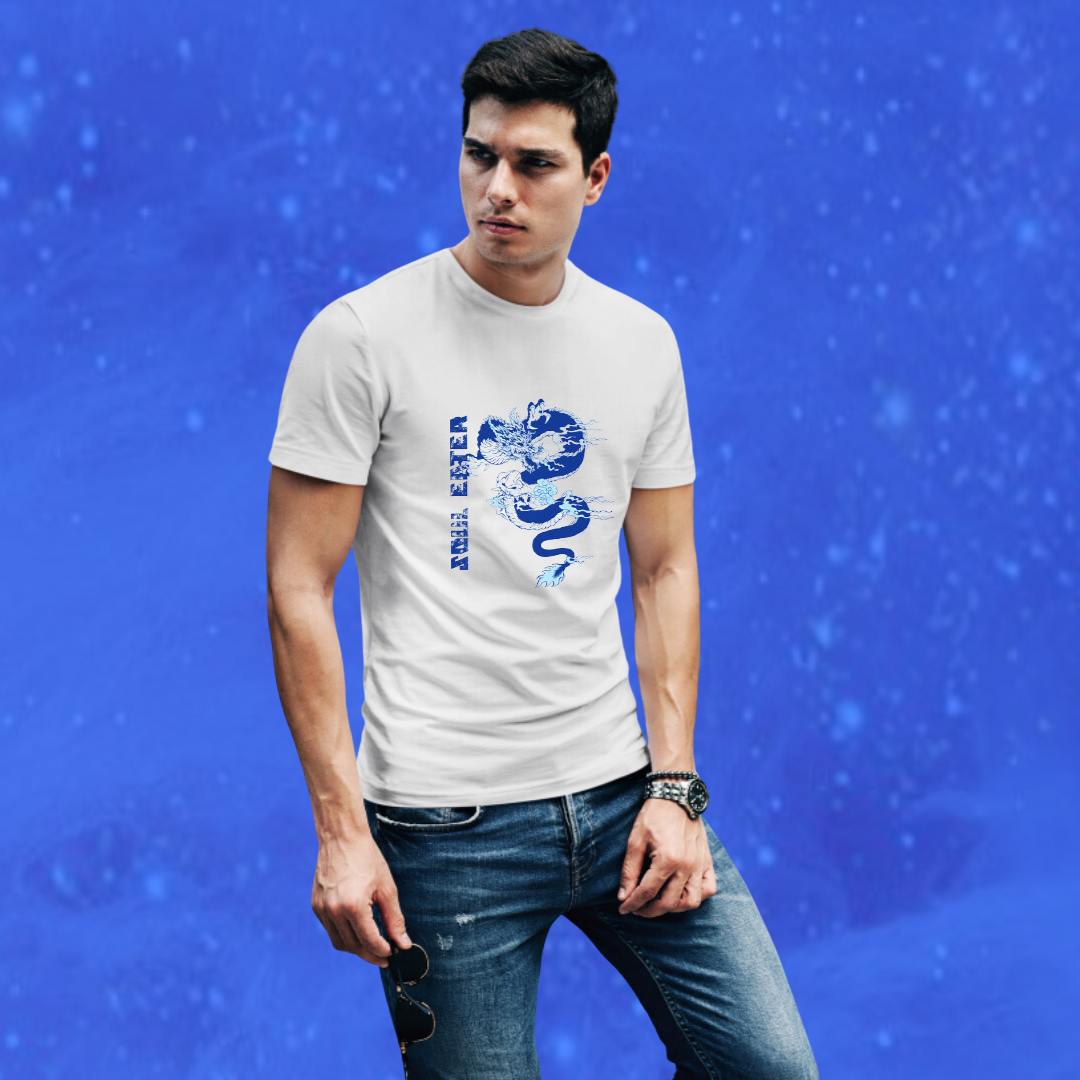 Unleash Your Inner Dragon with the "Soul Eater" Printed White T-shirt for Men!