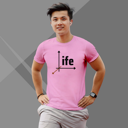 "Celebrate the Journey with the Men's 'Life' Design Printed Pink T-Shirt"