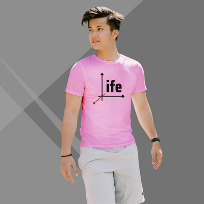 "Celebrate the Journey with the Men's 'Life' Design Printed Pink T-Shirt"