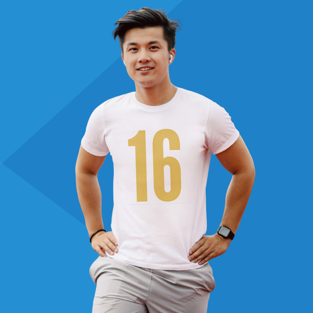 Number 16 white printed t-shirt for men half sleeves