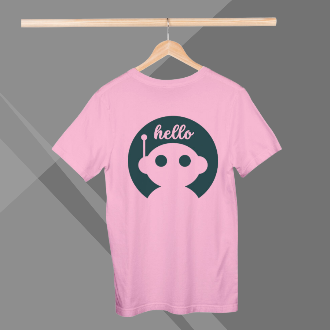 Robot Printed Pink T-Shirt for Women