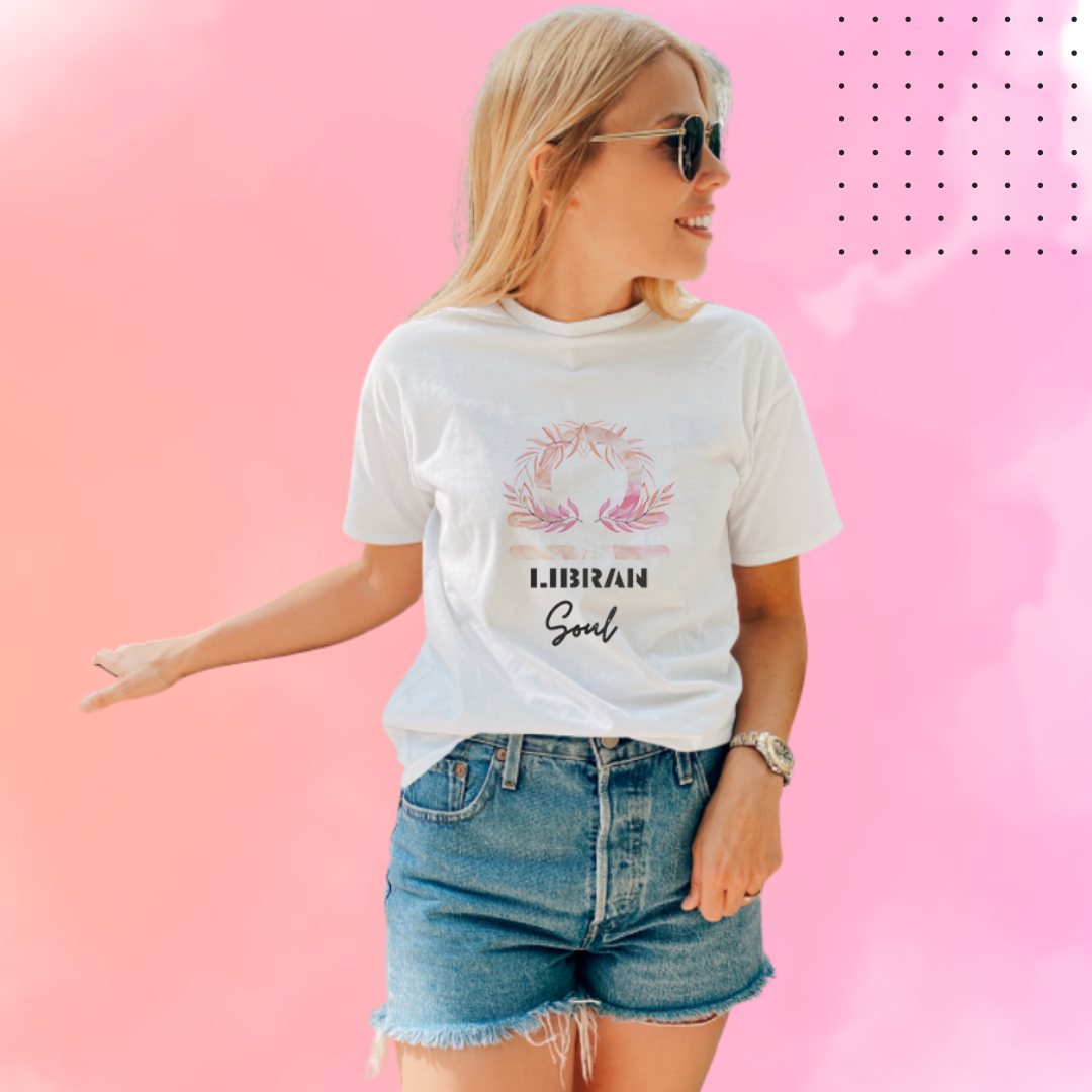 Embrace Your Inner Harmony with Women's "Libran" Zodiac Sign Printed White T-Shirt