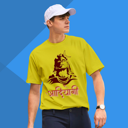 आदियोगी Yellow T-Shirt for Men's Graphic Printed - Mahadev T-Shirt