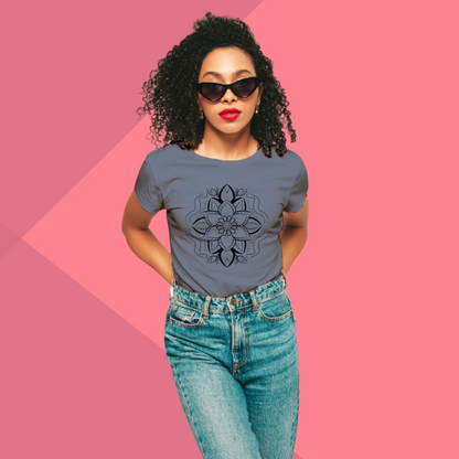 Chakra Symbol Printed Women's Grey T-Shirt