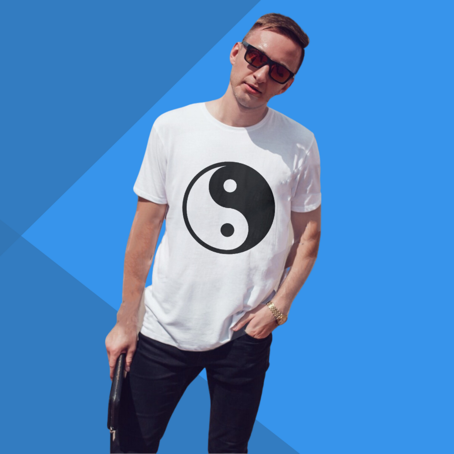 Yin Yang Printed Men's White T-Shirt - Mystical Men's T-Shirt