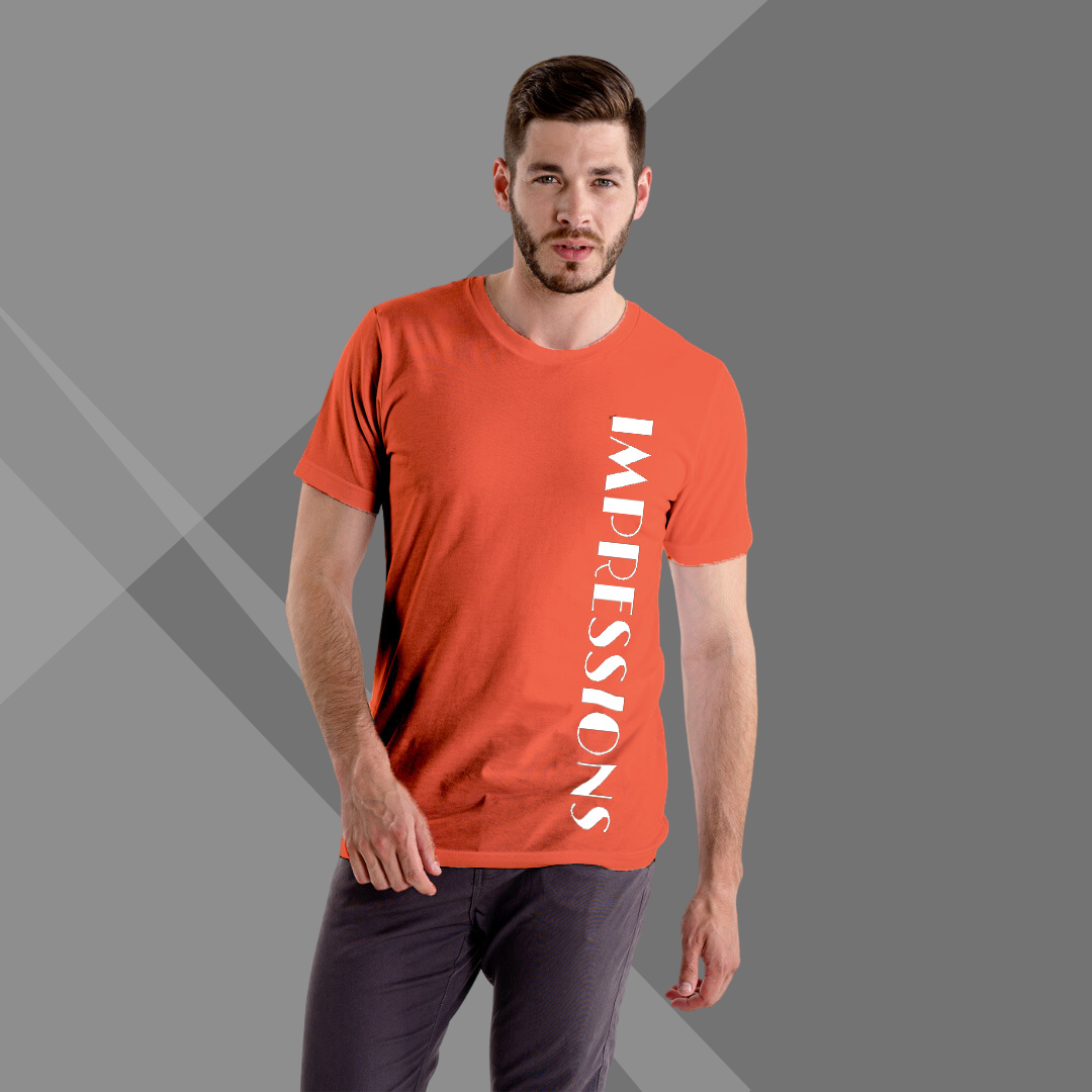 Men's IMPRESSION Printed Orange Premium T-Shirt - Men's Best Selling Cotton T-Shirt