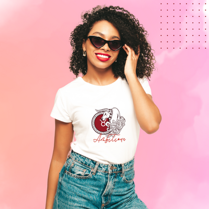 Flaunt Your Strong and Reliable Personality with Women's "Taurus" Zodiac Sign Printed White T-Shirt