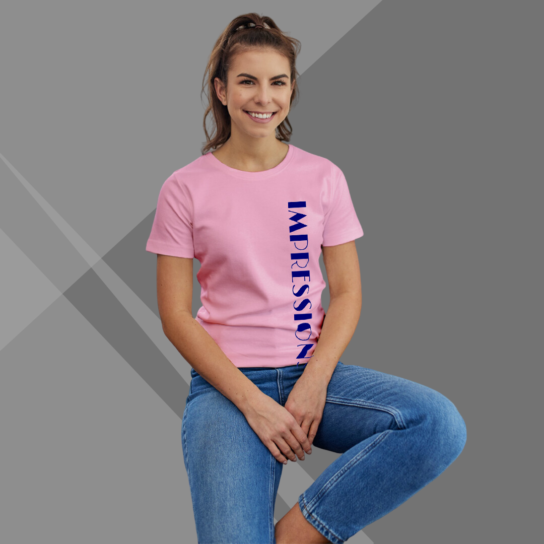 Women's IMPRESSION Printed Pink Premium T-Shirt - Best Selling Women's Cotton T-Shirt