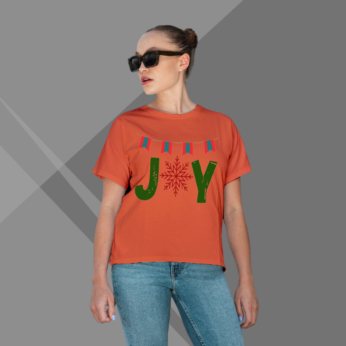 Joy Printed Women's Orange T-Shirt - Women's Playful T-Shirt