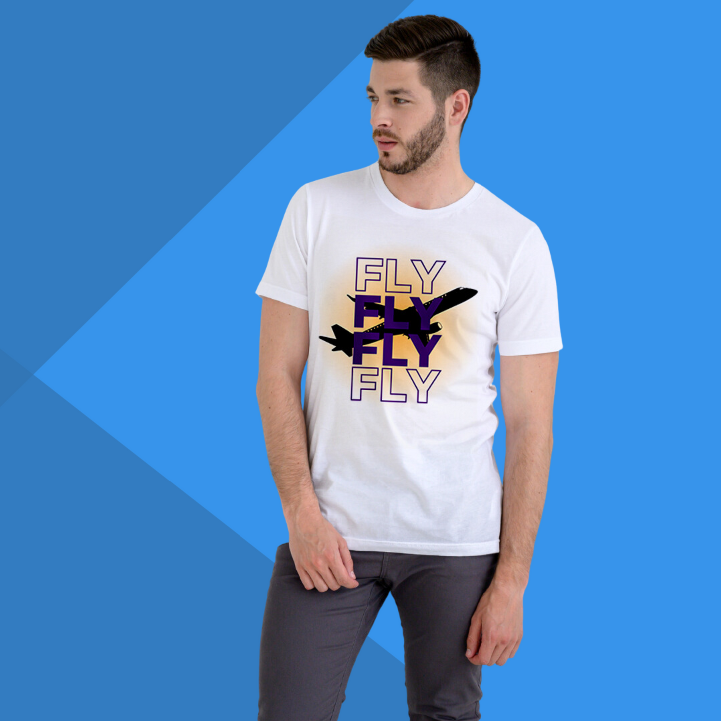 FLY Plane Printed Men's White T-Shirt - T-Shirt for Travel Enthusiast