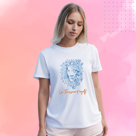 Flaunt Your Unique Style with Women's "Leo" Zodiac Sign Printed White T-Shirt