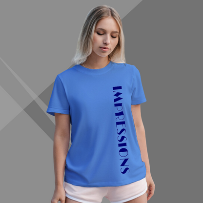 Women's IMPRESSION Printed Blue Premium T-Shirt - Best Selling Women's Cotton T-Shirt