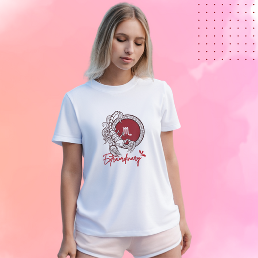 Embrace Your Intense and Mysterious Personality with Women's "Scorpio" Zodiac Sign Printed White T-Shirt