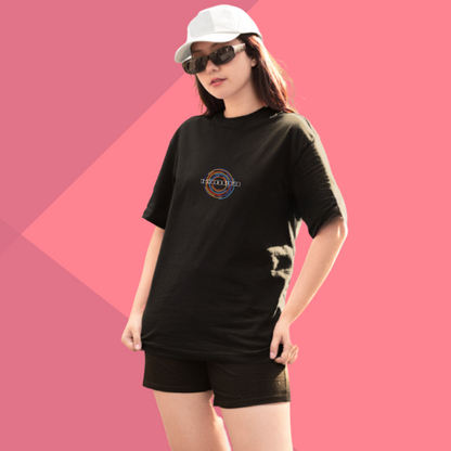 Women's IMPRESSION Printed Oversized Black Classic T-Shirt - Oversized T-Shirt for Her