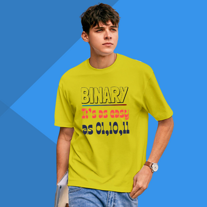 Binary Printed Men's Yellow T-Shirt - Quirky Men's T-Shirt