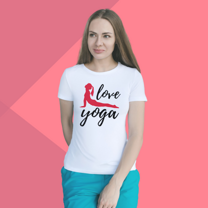 Love Yoga Print Women's White T-Shirt - T-Shirt for Yoga Lover's