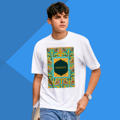 Namaste Funky Design Printed Men's White T-Shirt