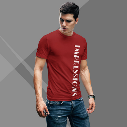 Men's IMPRESSION Printed Maroon Premium T-Shirt - Men's Best Selling Cotton T-Shirt