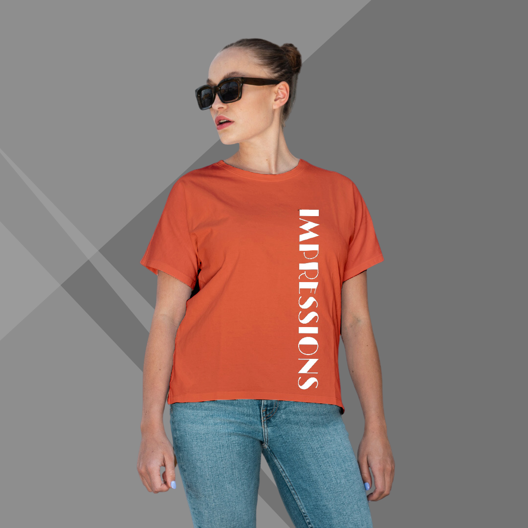 Women's IMPRESSION Printed Orange Premium T-Shirt - Best Selling Women's Cotton T-Shirt