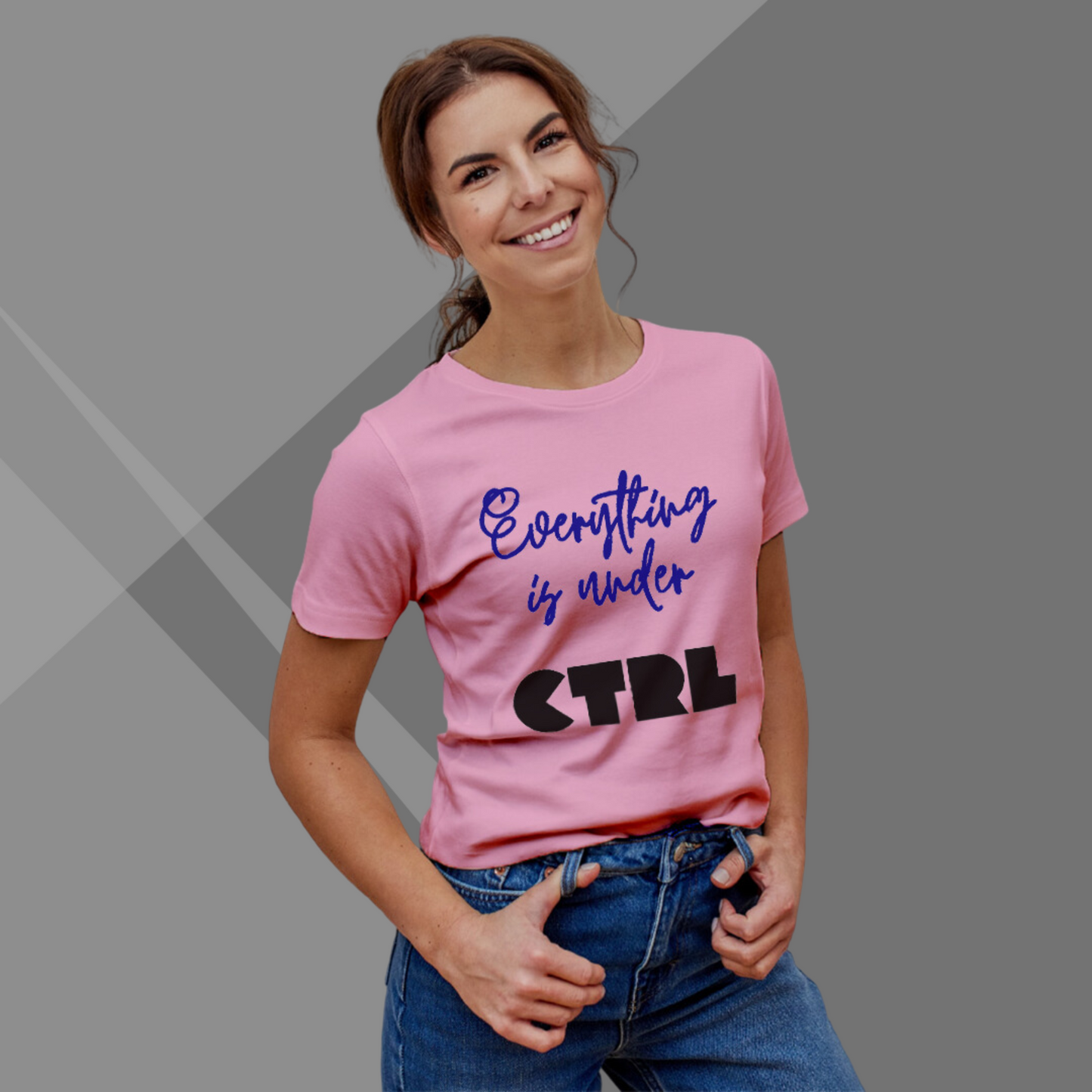 Everything is Under CTRL Printed Women's Pink T-Shirt - Tech T-Shirt for Women