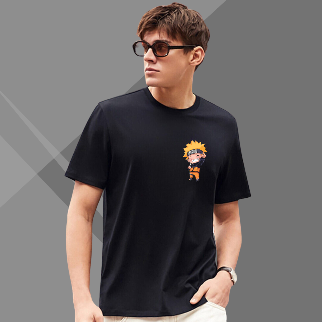 Naruto Printed Men's Black T-Shirt - Anime T-Shirt for Men's