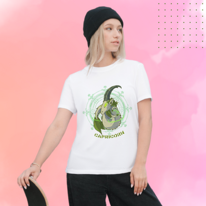 "Express Your Zodiac Spirit with This Women's 'Capricorn' Zodiac Sign Printed White T-Shirt"