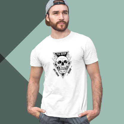 "Stay Up All Night in Style with Men's 'I'll Sleep When I'm Dead' Printed White T-Shirt"