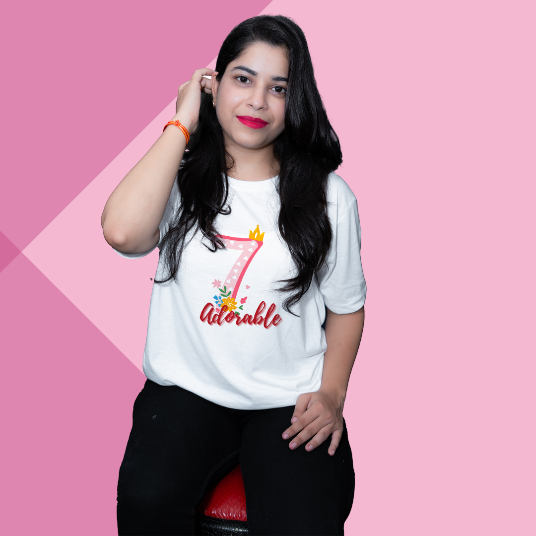 Number 7 white printed t-shirt for women under 500