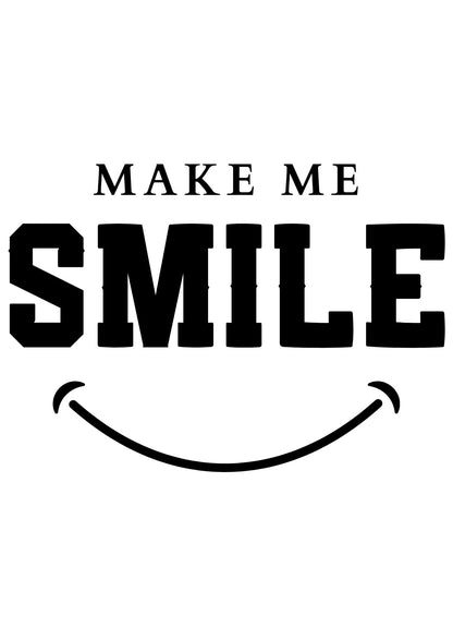 "Spreading Joy: 'Make Me Smile' Printed Grey T-Shirt for Women"