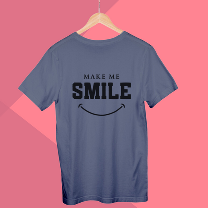 "Spreading Joy: 'Make Me Smile' Printed Grey T-Shirt for Women"