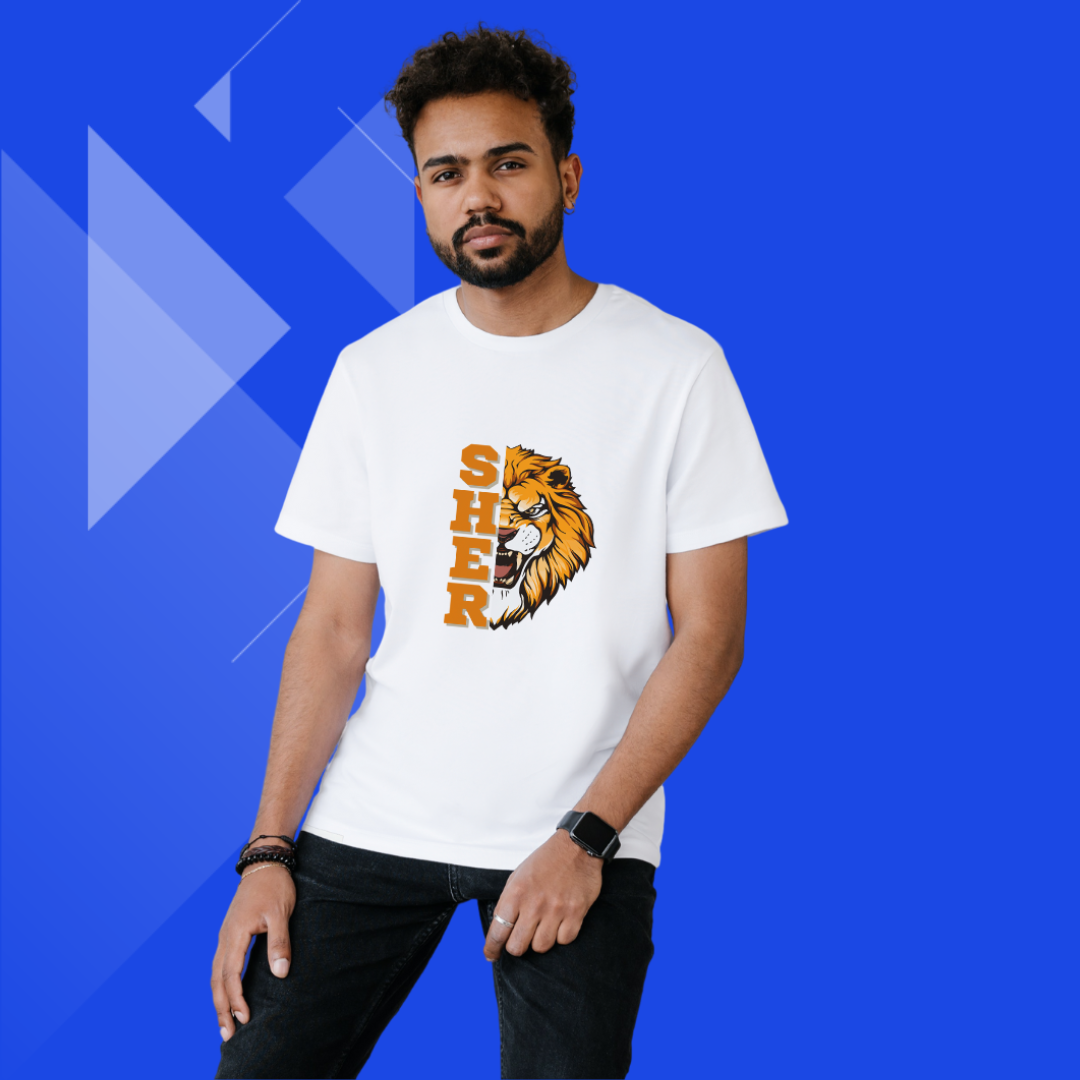 White Printed T-shirt for Men front