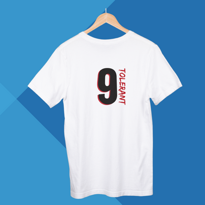 "Promote Tolerance with Our 'Numerical 9' Men's Printed White T-shirt"