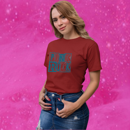 "Rock Your Style with Our Women's 'Punk Rock' Printed Maroon T-shirt!"