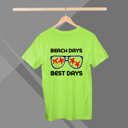 "Savor the Sunshine with 'Beach Days, Best Days' Printed Green T-Shirt"