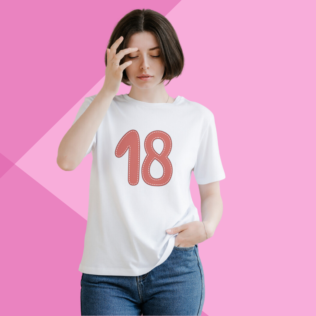 "Eighteen Elegance" Printed White T-Shirt - Embrace Adulthood