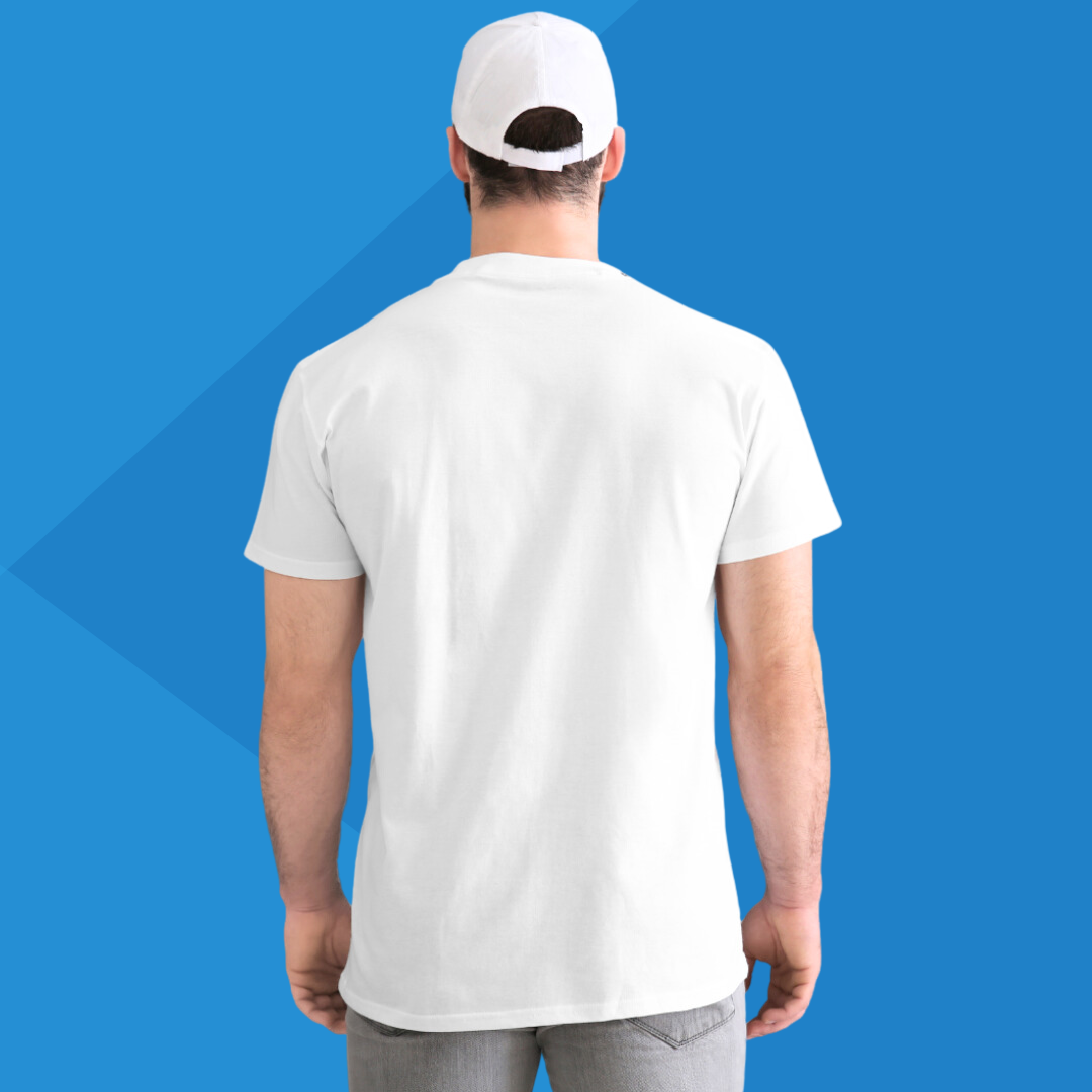 Number 18 white printed t-shirt for men back