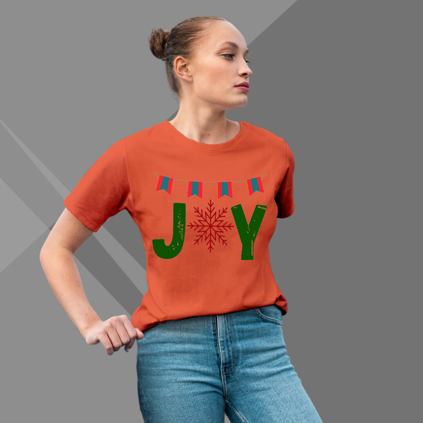 Joy Printed Women's Orange T-Shirt - Women's Playful T-Shirt