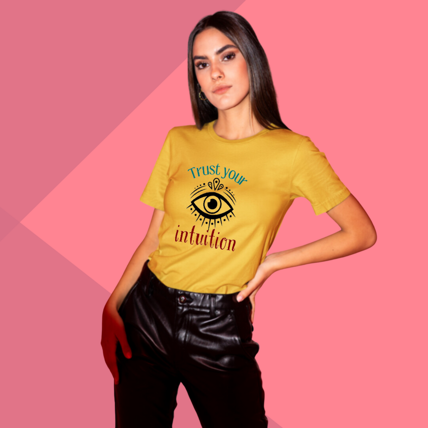 Trust Your Intuition Printed Women's Yellow T-Shirt - Quirky T-Shirt for Women's