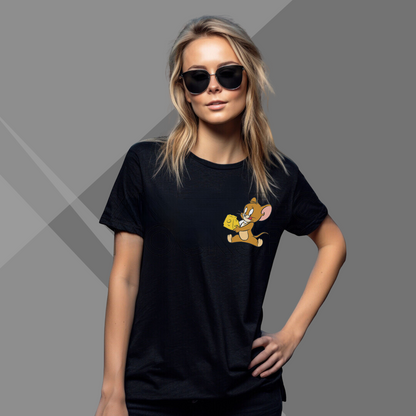 Tom & Jerry Printed Women's Black T-Shirt - T-Shirt for Cartoon Lover's