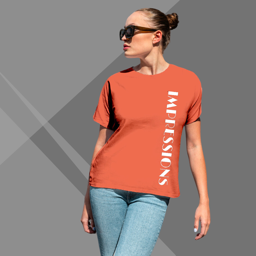 Women's IMPRESSION Printed Orange Premium T-Shirt - Best Selling Women's Cotton T-Shirt