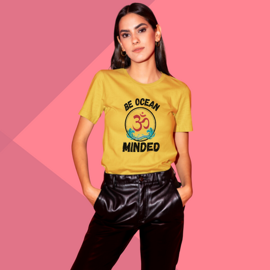 Be Ocean Minded Printed Women's Yellow T-Shirt