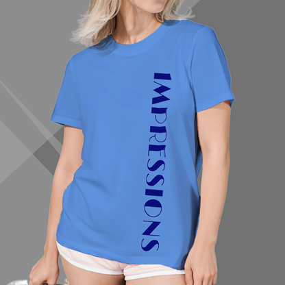 Women's IMPRESSION Printed Blue Premium T-Shirt - Best Selling Women's Cotton T-Shirt