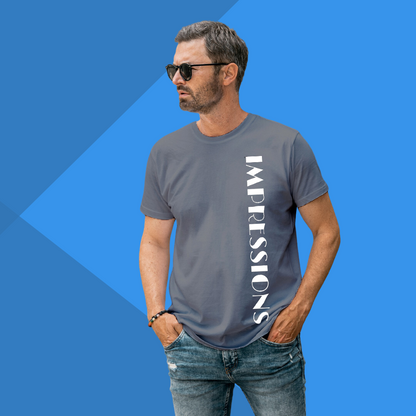 Men's IMPRESSION Printed Grey Premium T-Shirt - Men's Best Selling Cotton T-Shirt