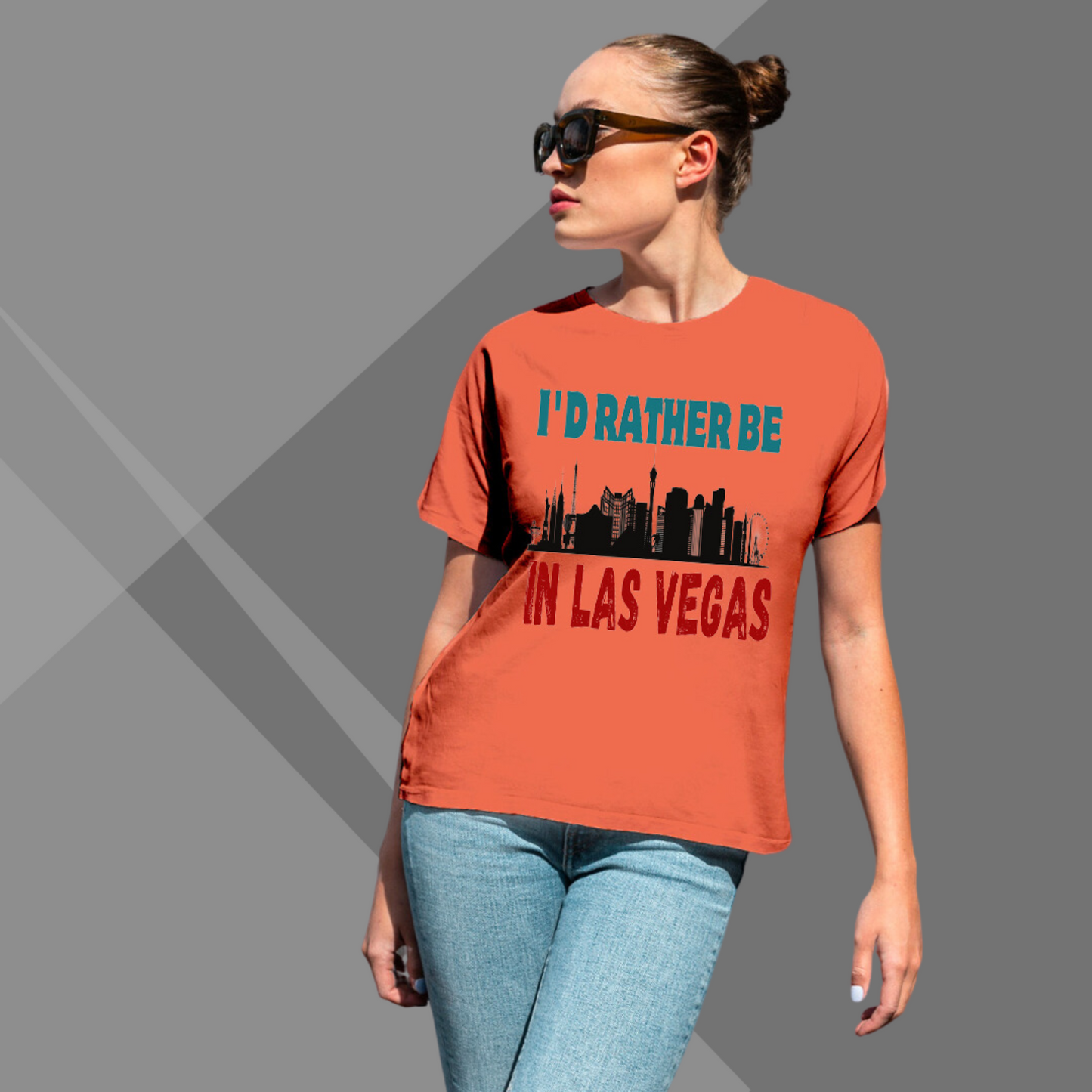 Las Vegas Printed Women's Orange T-Shirt