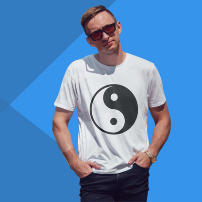 Yin Yang Printed Men's White T-Shirt - Mystical Men's T-Shirt