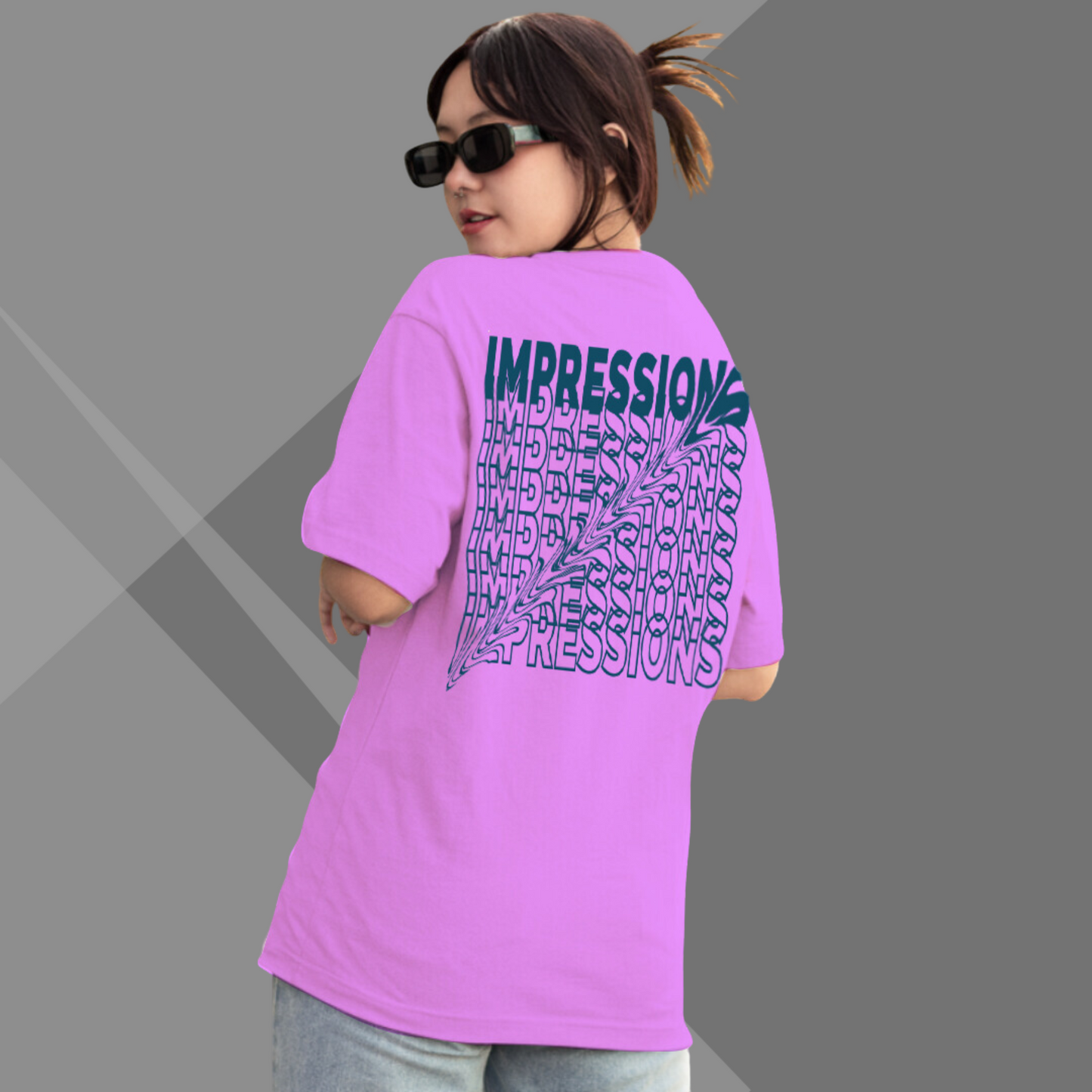 Women's IMPRESSION Printed Oversized Purple Classic T-Shirt - Oversized T-Shirt for Her